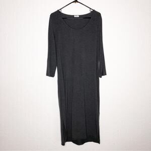 Garnet Hill dark gray knit midi shift dress size Medium